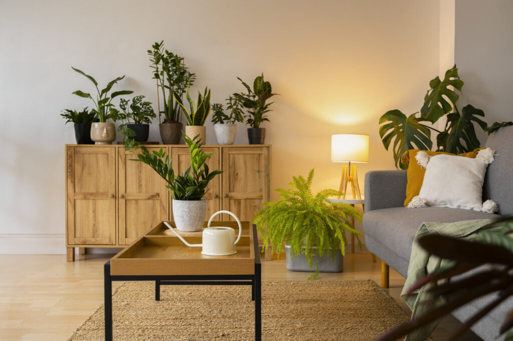 Décorer son espace de bien-être avec des plantes sur étagères en bois